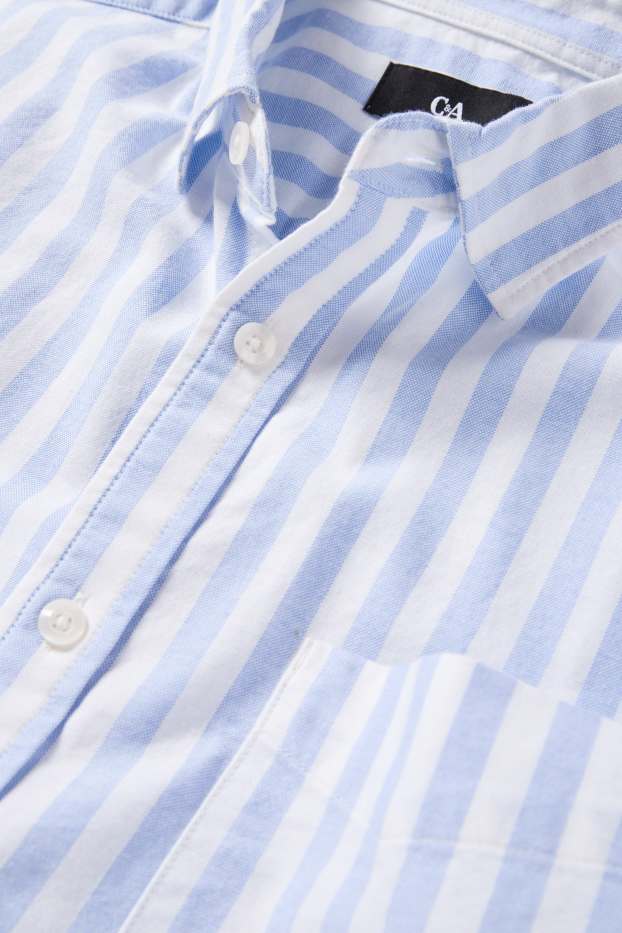 Herren - Hemd - Regular Fit - Kent - gestreift - weiss / hellblau