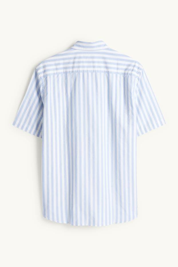 Herren - Hemd - Regular Fit - Kent - gestreift - weiss / hellblau