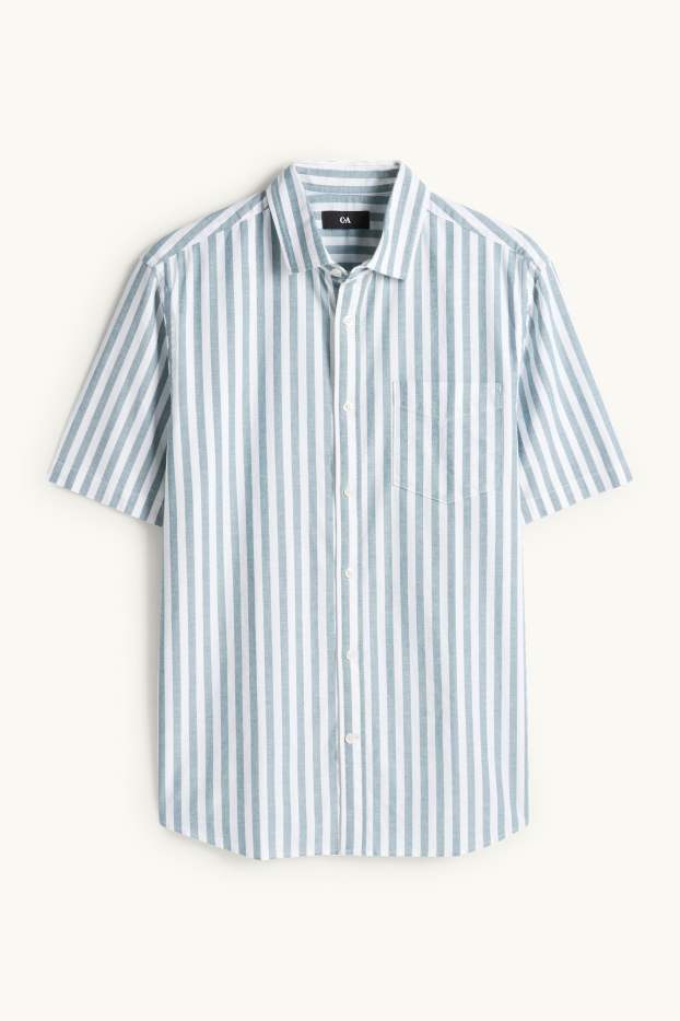 Herren - Hemd - Regular Fit - Kent - gestreift - grün / cremeweiss