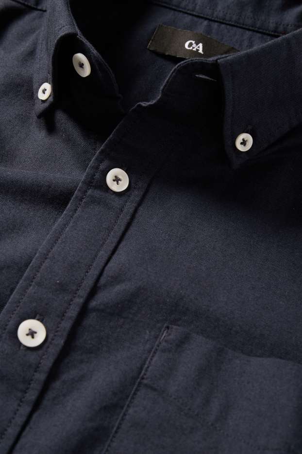 Hommes - Chemise - regular fit - col button-down - bleu foncé