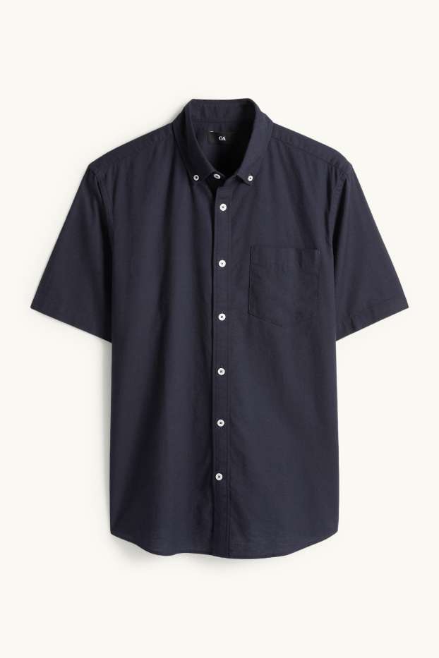 Hommes - Chemise - regular fit - col button-down - bleu foncé