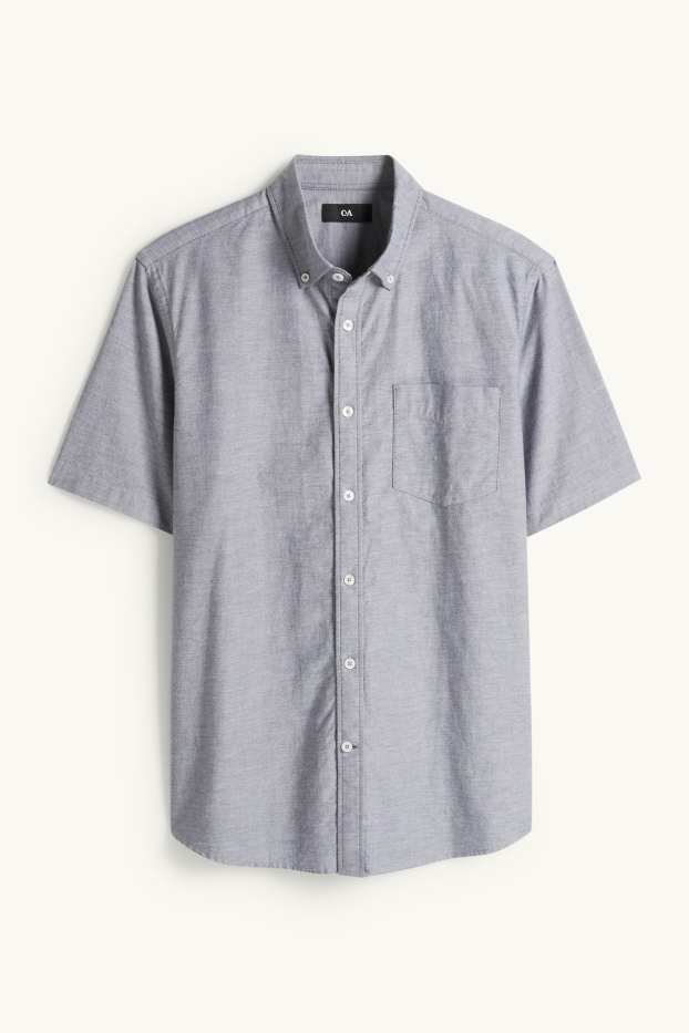 Hommes - Chemise - regular fit - col button-down - gris