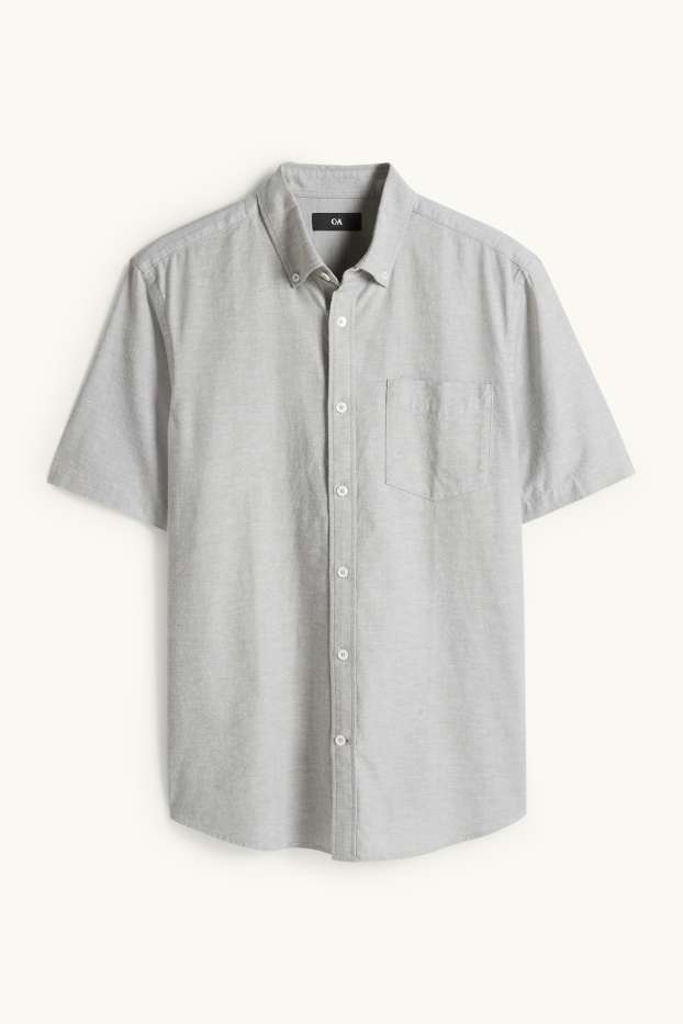 Hommes - Chemise - regular fit - col button-down - vert