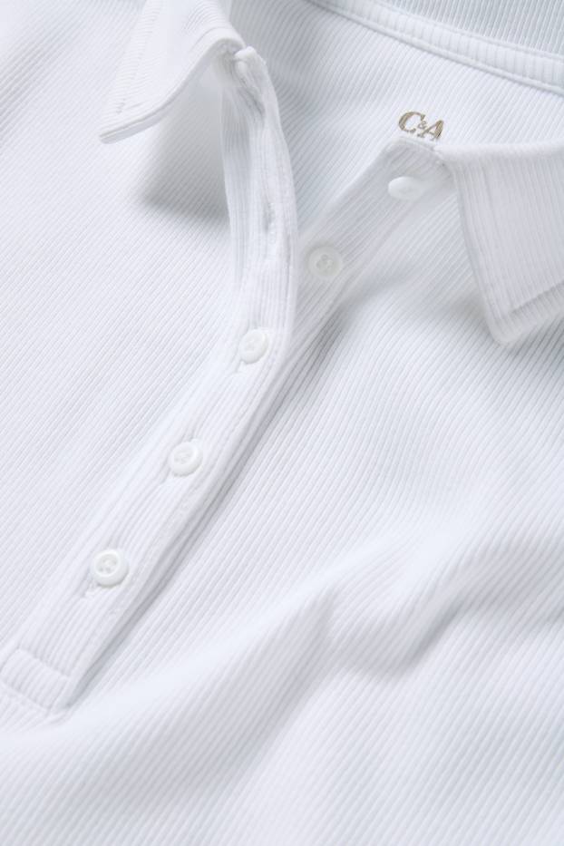 Damen - Poloshirt - Regular Fit - gerippt - weiß