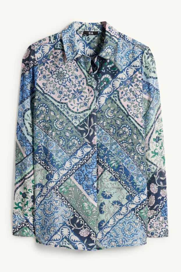 Damen - Hemdbluse - gemustert - dunkelblau