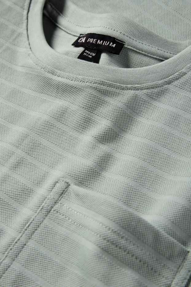 Enfants garçons - T-shirt - à rayures - finition texturée - vert menthe