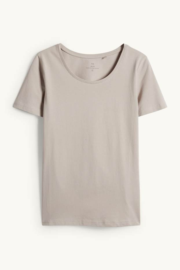 Dames - T-shirt - slim fit - licht beige
