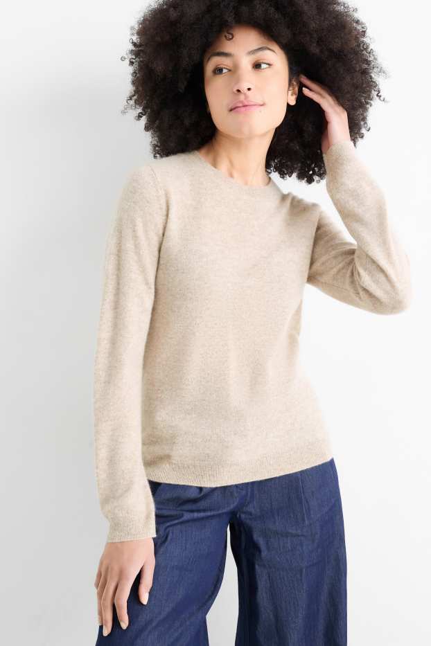 Femmes - Pull en cachemire - beige clair