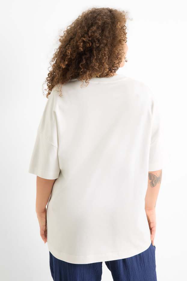 Damen - T-Shirt - Regular Fit - Glanz-Effekt - weiss