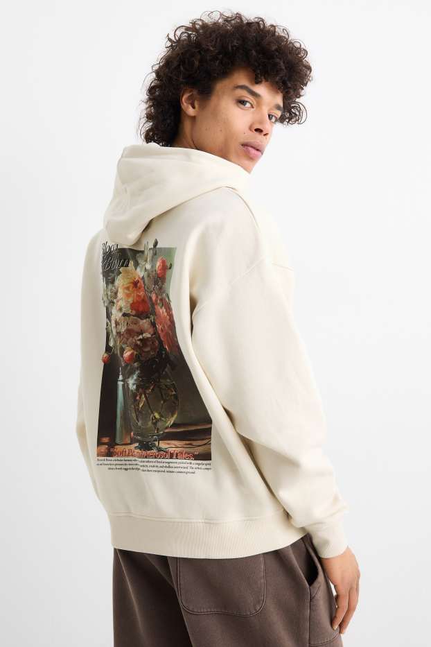 Men - Oversized hoodie - light beige