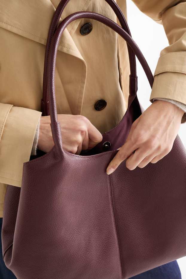 Dames - Grote shopper - imitatieleer - bordeaux