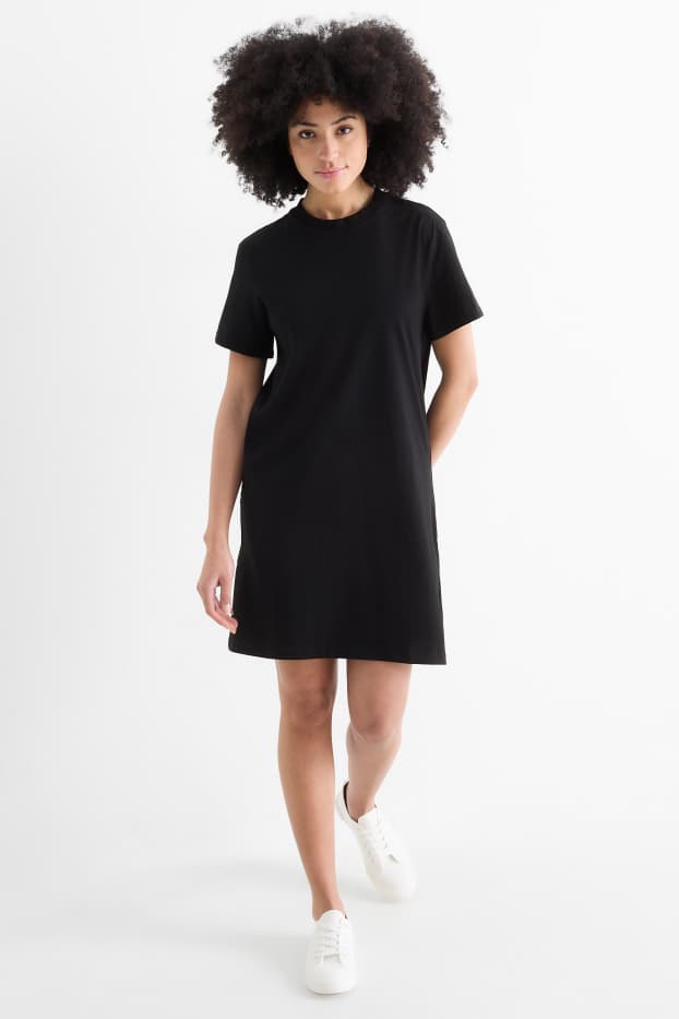 Femmes - Robe-T-shirt - straight fit - noir