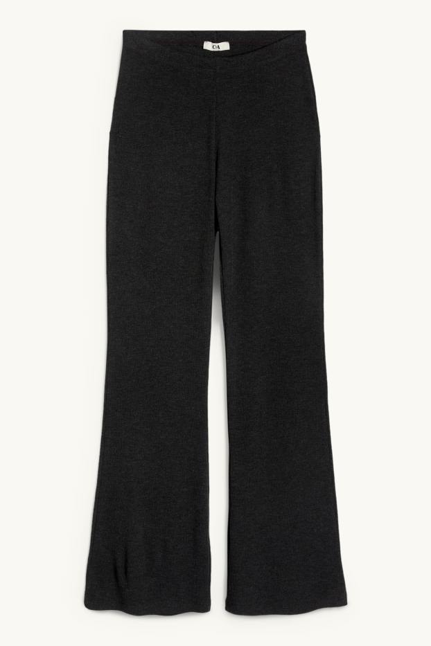 Femei - Colanți evazați - reiați - gri închis