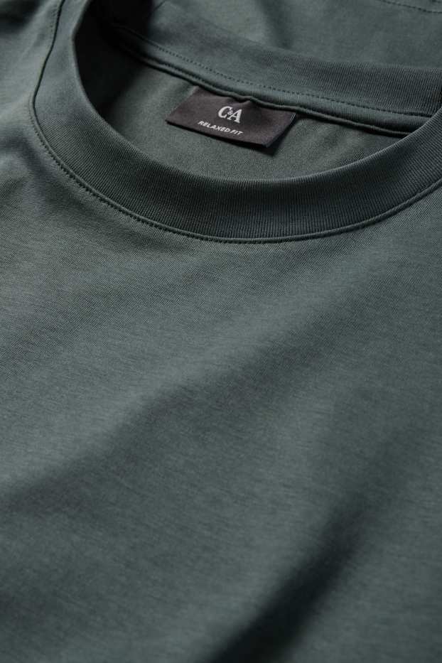 Pánské - Tričko - relaxed fit - tmavozelená