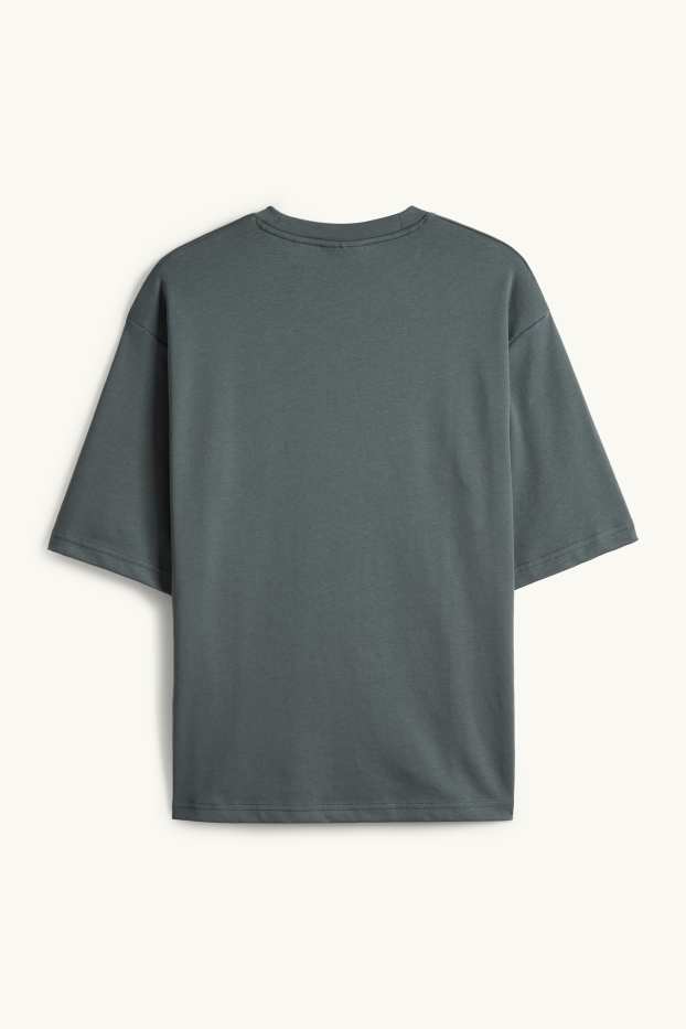 Pánské - Tričko - relaxed fit - tmavozelená