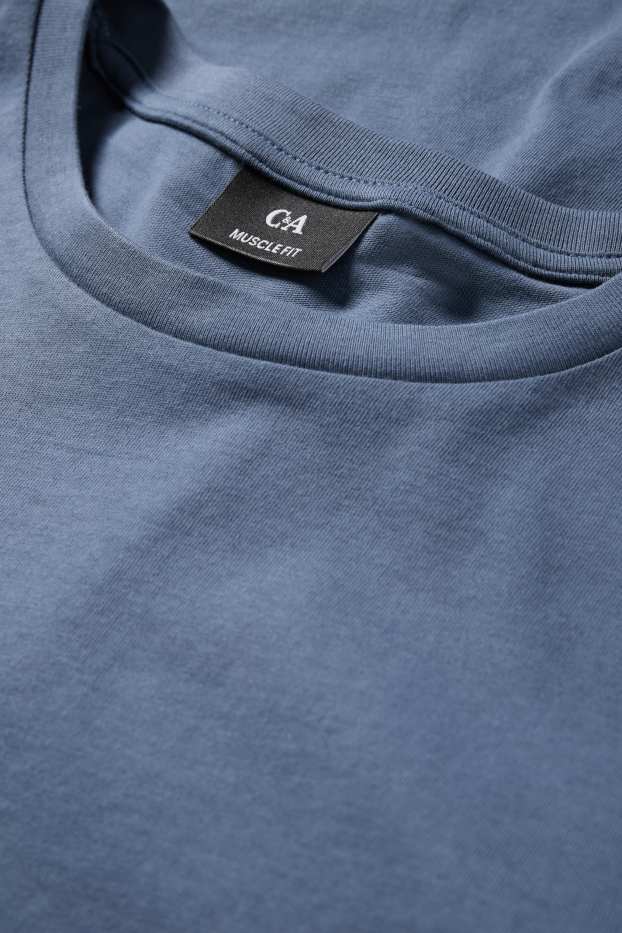 Hommes - T-shirt - slim fit - bleu foncé