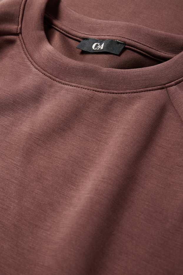 Femei - Bluză de molton supradimensionată - maro închis