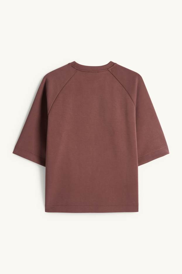 Femei - Bluză de molton supradimensionată - maro închis