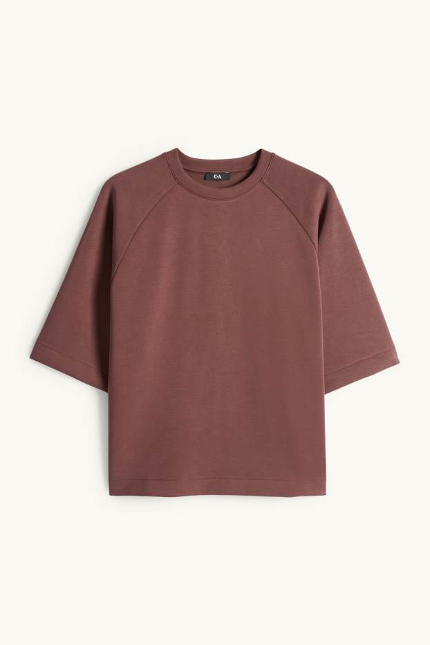 Femei - Bluză de molton supradimensionată - maro închis