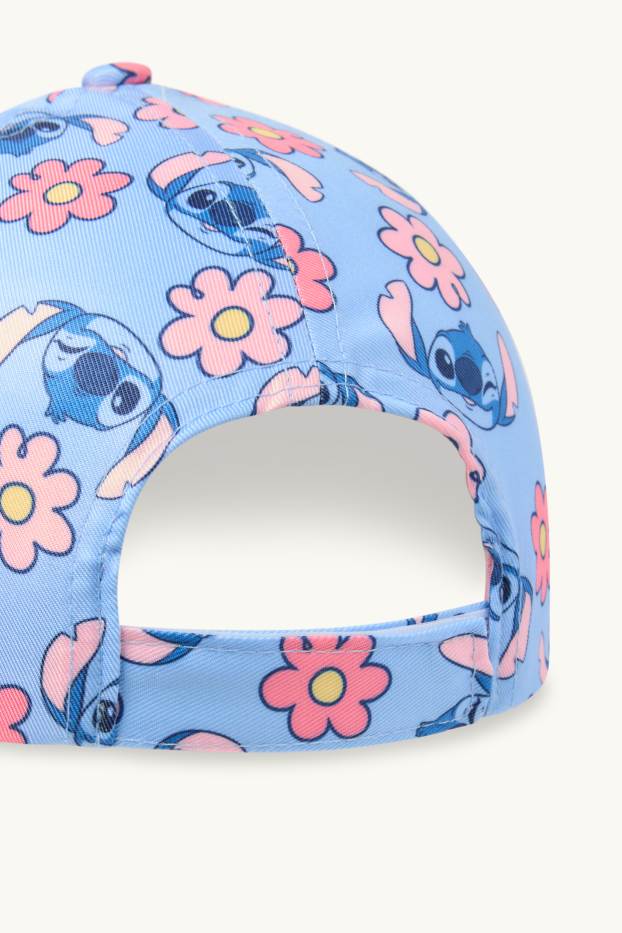 Kinder Mädchen - Lilo & Stitch - Baseballcap - geblümt - blau  / pink