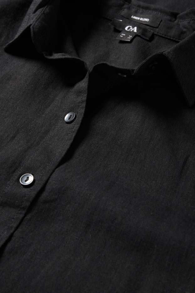 Women - Shirt blouse - linen blend - black