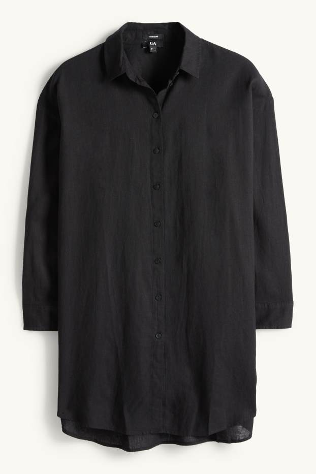 Women - Shirt blouse - linen blend - black