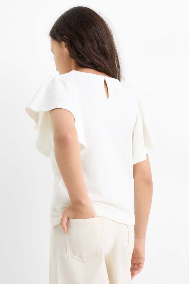 Enfants filles - T-shirt - finition texturée - blanc