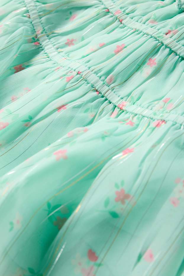 Enfants filles - Fleurs - jupe - effet brillant - vert clair