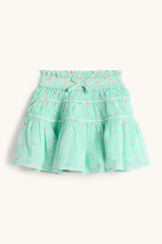 Enfants filles - Fleurs - jupe - effet brillant - vert clair