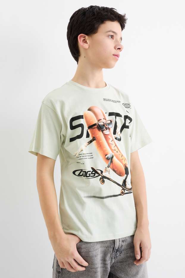 Kinder Buben - Hotdog - Kurzarmshirt - cremeweiß