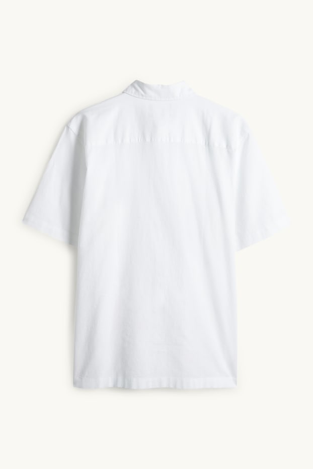 Unisexe - Chemise - regular fit - col kent - lin mélangé - blanc