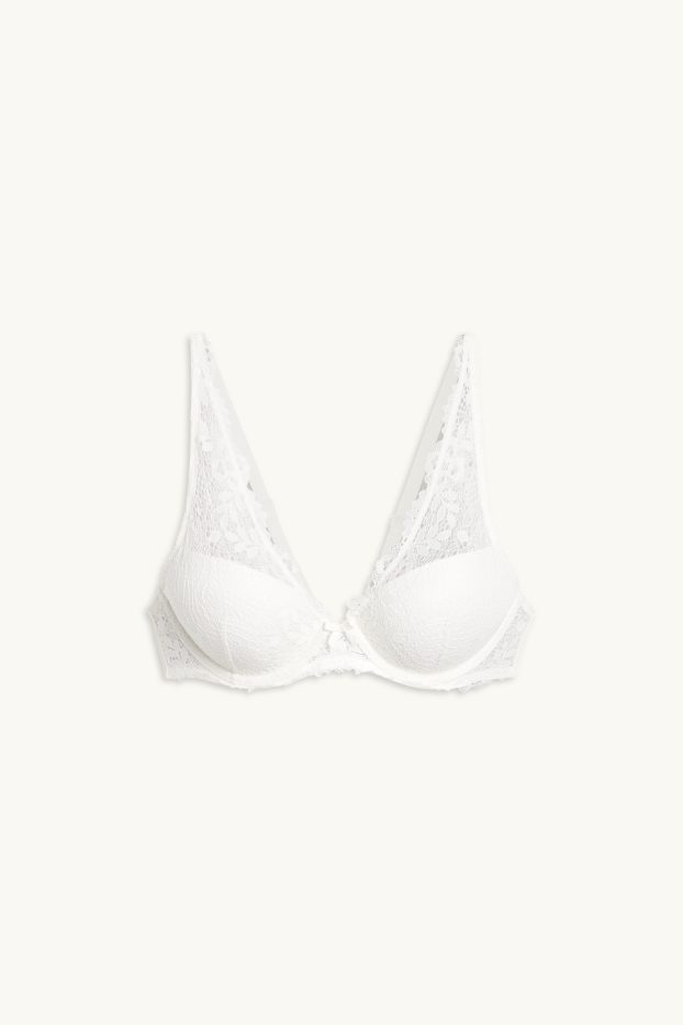 Women - Underwire bra - PLUNGE - padded - white