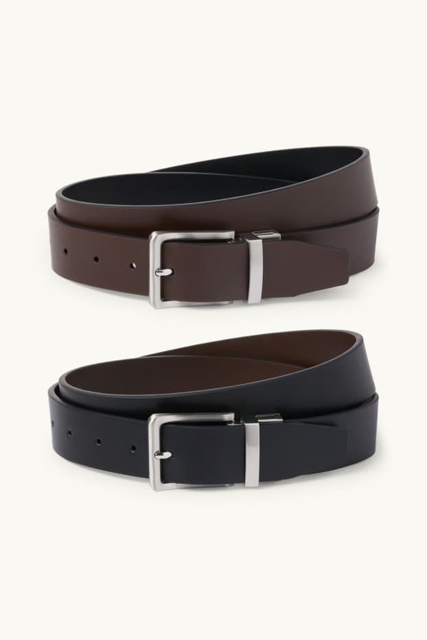 Uomo - Cintura reversibile - similpelle - nero