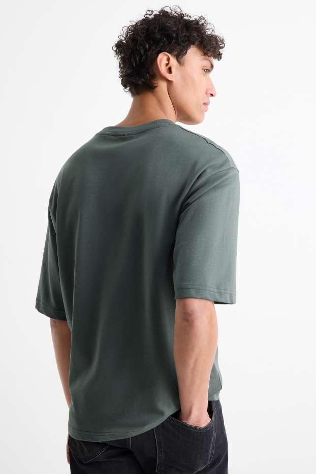 Pánské - Tričko - relaxed fit - tmavozelená