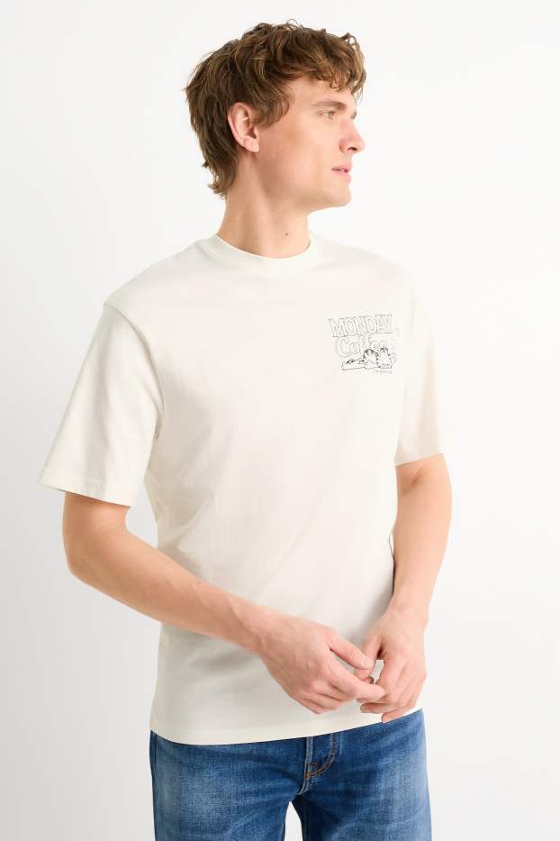 Herren - T-Shirt - Relaxed Fit - Garfield - cremeweiß