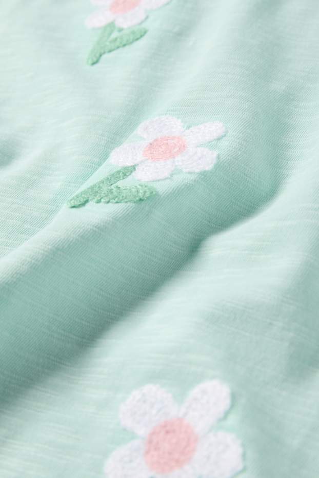 Bambine - Fiore - maglia a maniche corte - verde menta