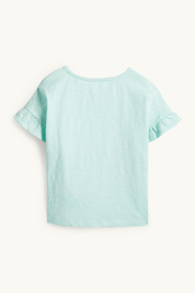 Bambine - Fiore - maglia a maniche corte - verde menta