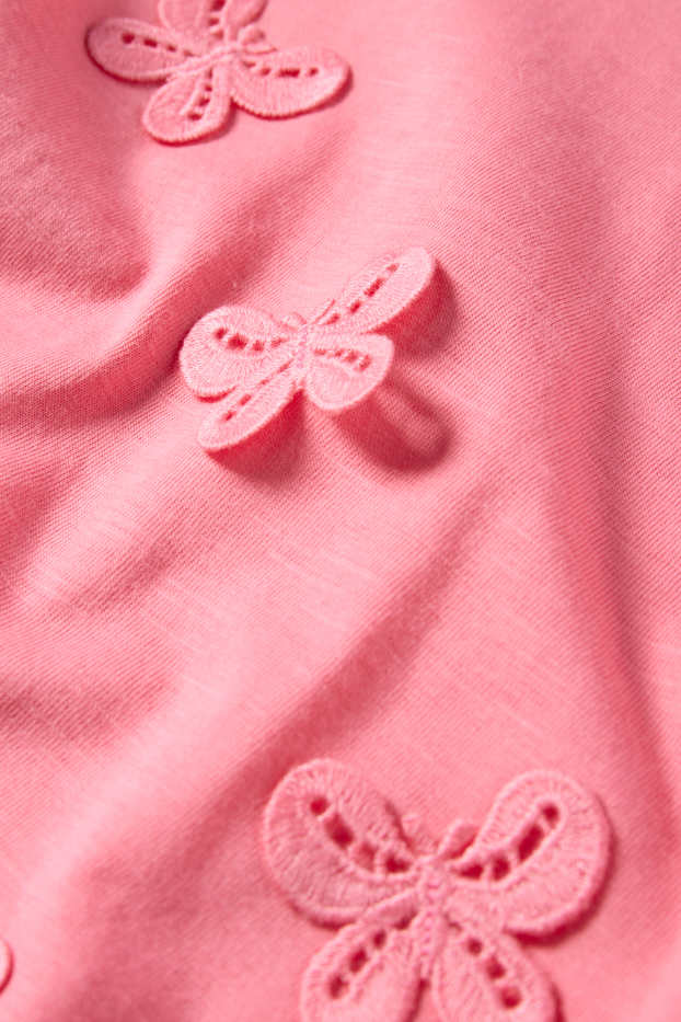 Children Girls - Butterfly - short sleeve T-shirt - pink