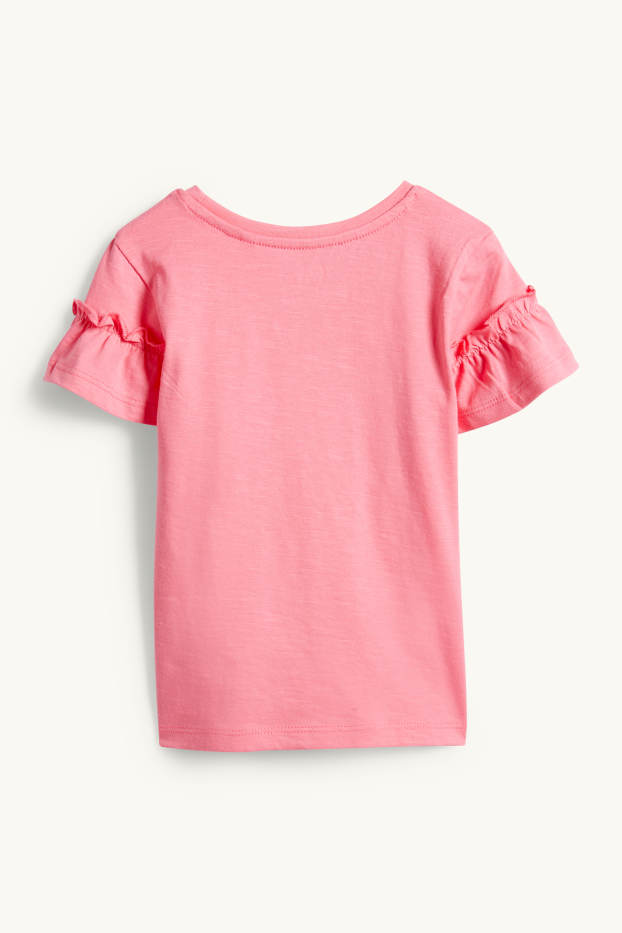 Children Girls - Butterfly - short sleeve T-shirt - pink