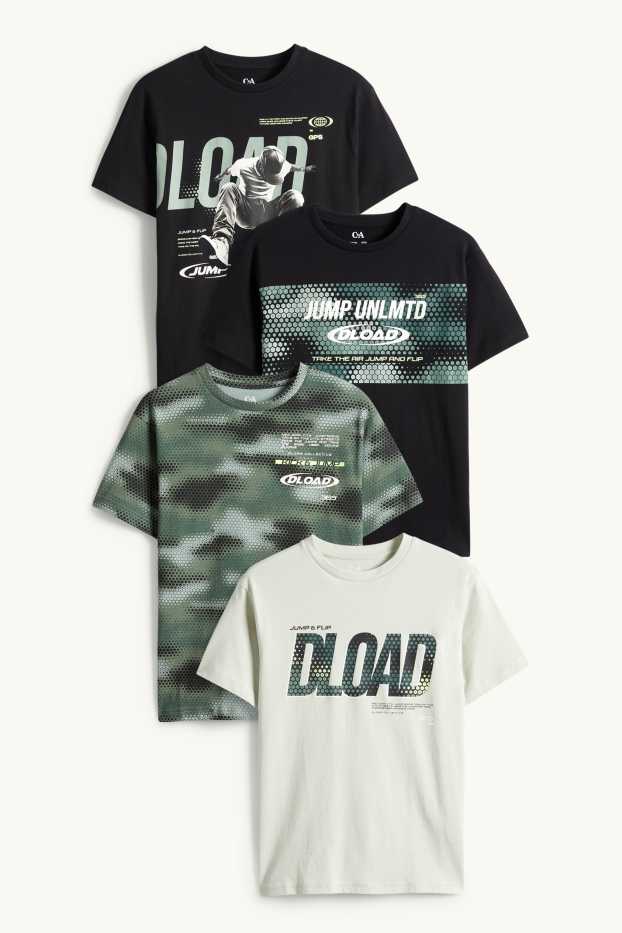 Kinderen: jongens - Set van 4 - T-shirt - zwart / wit