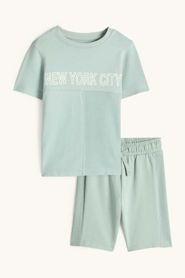 Copii - Băieți - New York - set - tricou cu mânecă scurtă și pantaloni scurți - 2 piese - verde