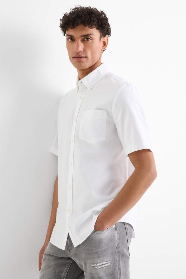 Herren - Hemd - Regular Fit - Button-down - weiss