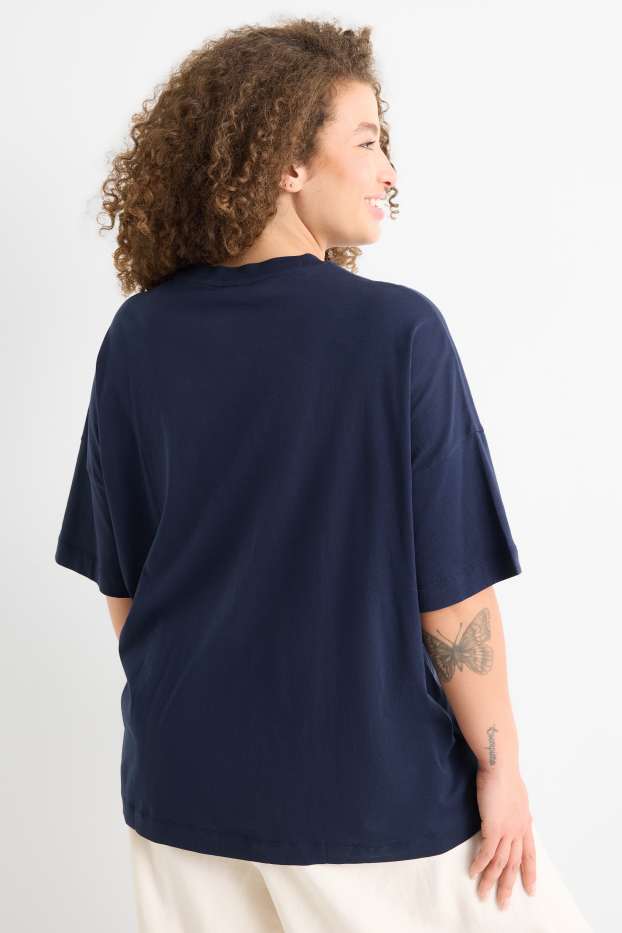 Damen - T-Shirt - Regular Fit - Glanz-Effekt - dunkelblau