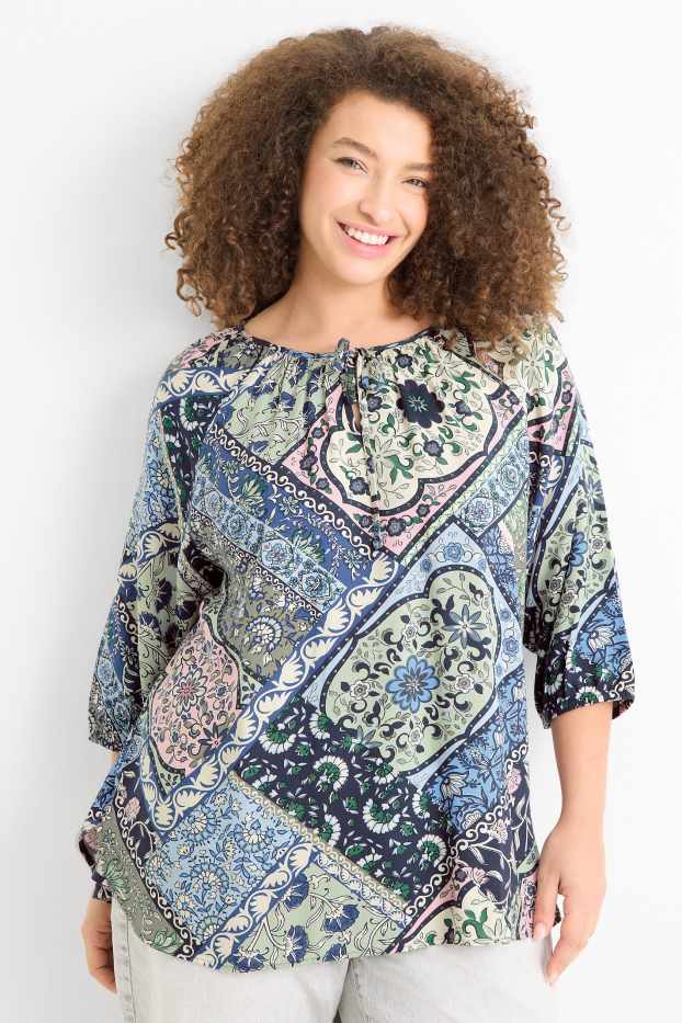 Femei - Bluză - cu model - albastru închis