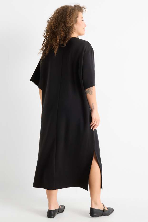 Women - T-shirt dress - straight fit - black