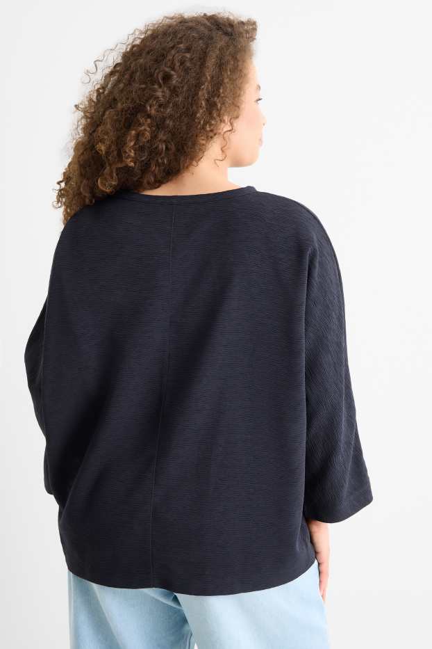 Damen - Sweatshirt - gerippt - dunkelblau