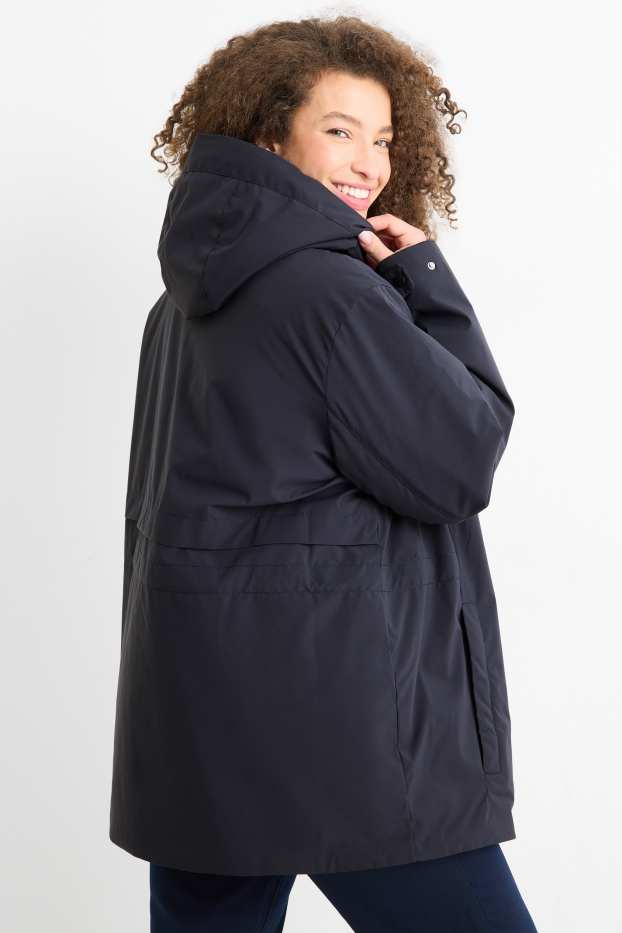 Damen - Jacke mit Kapuze - gefüttert - wasserabweisend - dunkelblau