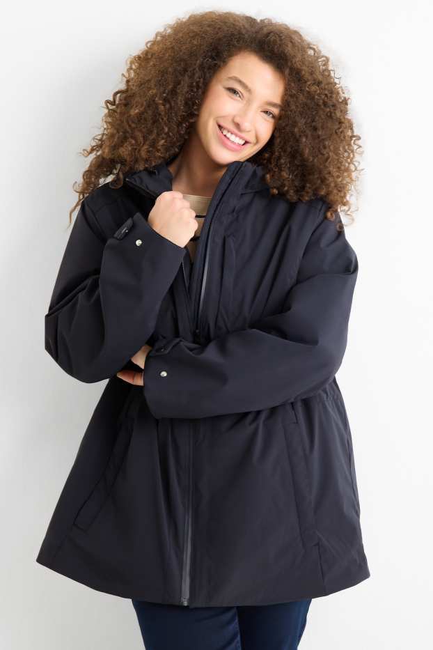 Damen - Jacke mit Kapuze - gefüttert - wasserabweisend - dunkelblau