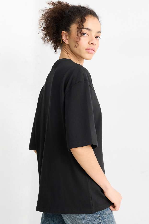 Kobiety - T-shirt - oversize - czarny