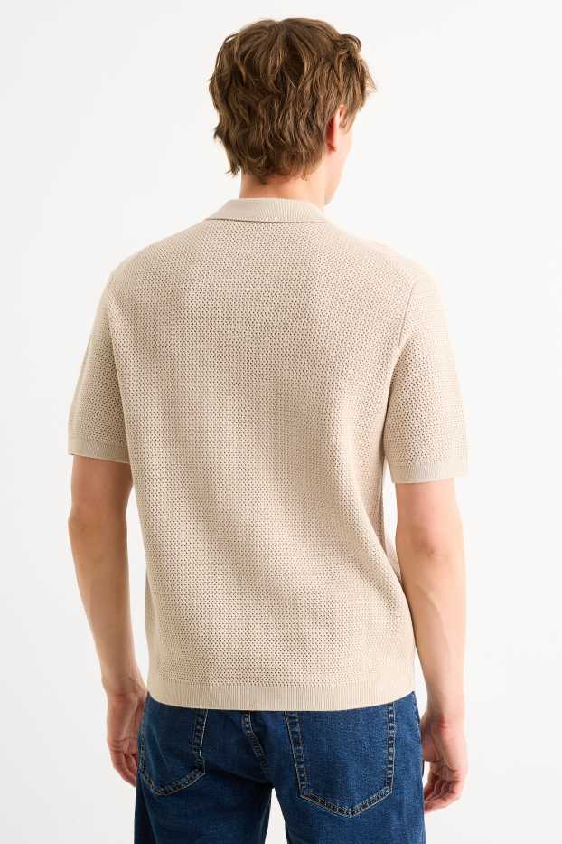 Uomo - Camicia in maglia - regular fit - revers - beige chiaro